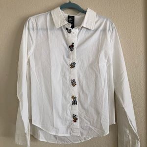 DISNEY FAB 5 BUTTON UP BLOUSE WHITE